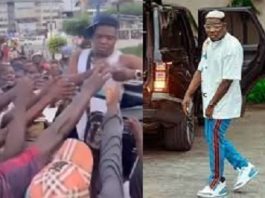 Old man makes wild as Ghanaian rapper AMG Armani blows money on fans