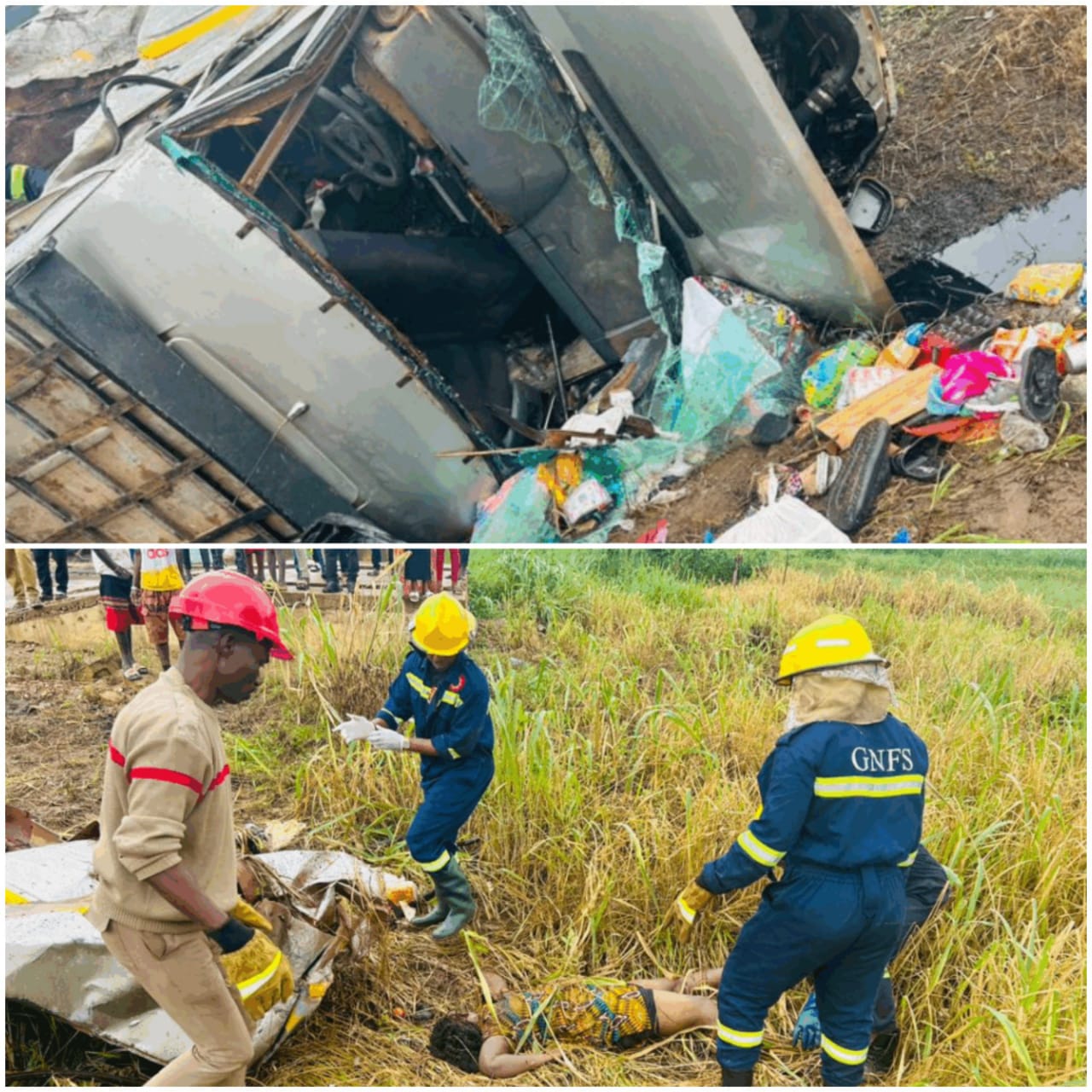 Seven Confirmed Dead in Nkawkaw–Accra Highway Crash Involving Sprinter Bus and Cargo Truck